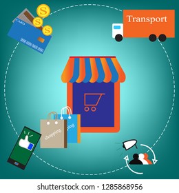 Financial business illutration,store and technology