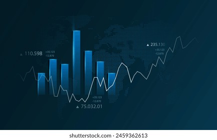 Gráfico del mercado de negocios financiero, gráfico de acciones o inversión, datos financieros en un contexto de crecimiento con datos de intercambio