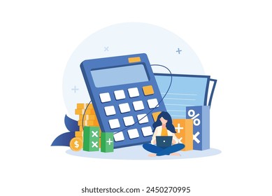 Financial or business profession set. business character making financial operation, economist