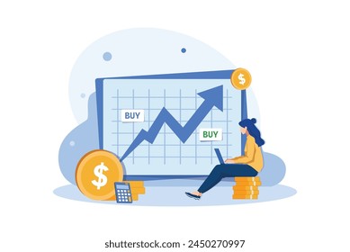 Financial or business profession set. business character making financial operation, economist