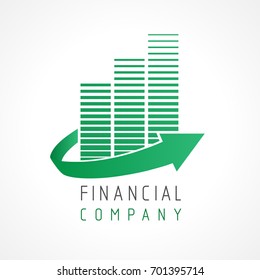 Financial business progress arrow up icon vector elements template. Financial company growth up logo