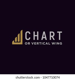 Financial Business Statistic Chart Bar Diagram Wings logo design 