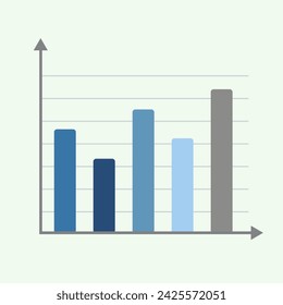 Estadística de negocios financieros, vector de icono de gráfico aislado en el fondo. Elemento de símbolo gráfico. Gráfico de barras fluctuante.  Diseño plano vectorial para póster, tarjeta, papel pintado, póster, banner. 