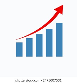 Estadísticas de negocios financieros, Vector de ícono de gráfico aislado en el fondo. Elemento de símbolo gráfico. Gráfico de barras fluctuante. Diseño plano de Vector para cartel, tarjeta, Fondo de pantalla, cartel, Anuncio.