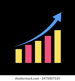 Statistiques d'entreprise financière, icône grafique  Image vectorielle isolée sur fond flou. Élément de symbole grisâtre. Graphique à barres fluctuant.  Image vectorielle à plat pour poster, carte, fond d'écran, affiche, bannière.