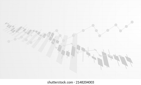 Financial business statistics with bar graph and candlestick chart show stock market price and effective earning on white background