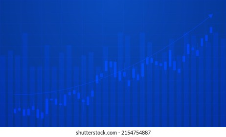 
Financial business statistics with bar graph and candlestick chart with uptrend line indicator show stock market price and effective earning on blue background

