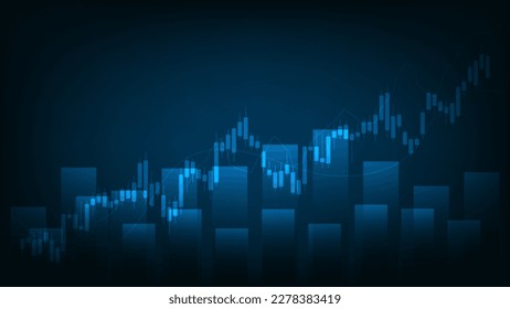 Financial business statistics with bar graph and candlestick chart show stock market price 