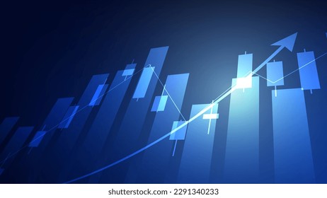 Finanzwirtschaftsstatistiken mit Balkendiagramm und Kerzenschein zeigen Börsenkurs