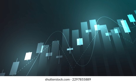 Financial business statistics with bar graph and candlestick chart show stock market price