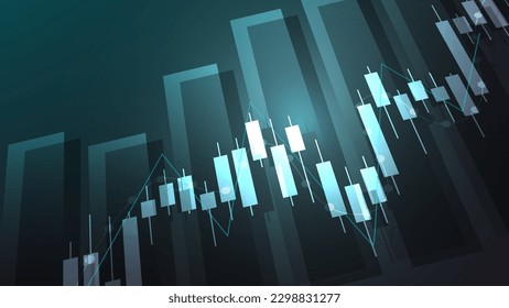 Financial business statistics with bar graph and candlestick chart show stock market price