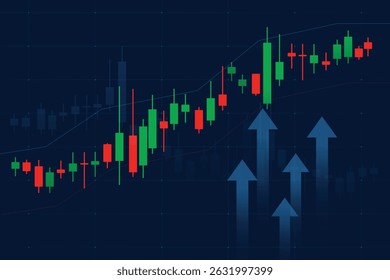 Financial business statistics with bar graph and candlestick chart 