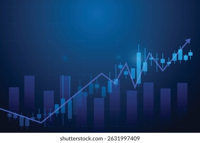 Financial business statistics with bar graph and candlestick chart 