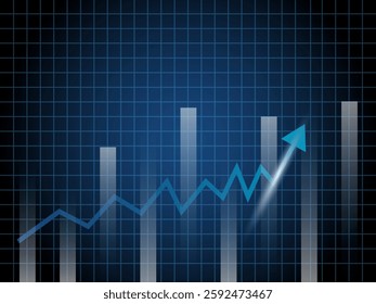 Financial business stock market growth graph chart line with growing arrow line 