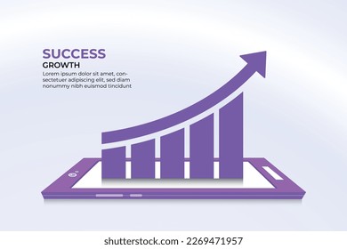 Financial Business success growth arrow moving upward on smart phones