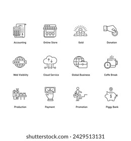 Colección de diseño de iconos vectoriales de negocios financieros 