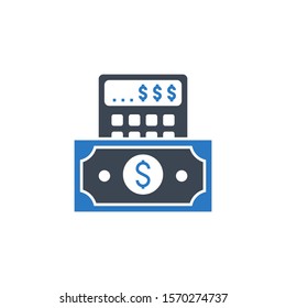 Financial Calculate related vector glyph icon. Isolated on white background. Vector illustration.
