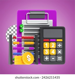 Financial Calculation in 3d Illustration of Business Theme