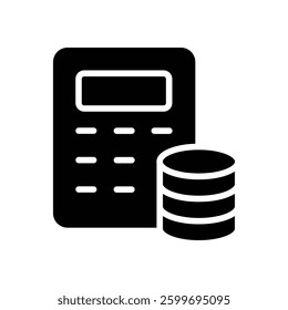 Financial calculation black icon vector design illustration