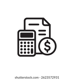 Financial Calculation and Expense Management Icon Vector Representing Budgeting, Accounting, and Money Management for Digital Artwork Editable Illustration Isolated on a White Background