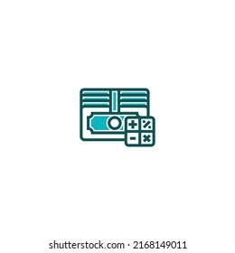 Financial calculation filled line icon. linear style sign for mobile concept and web design. Outline vector icon. Symbol, logo illustration. Vector graphic