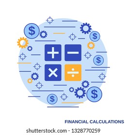 Financial calculation flat design style vector concept illustration