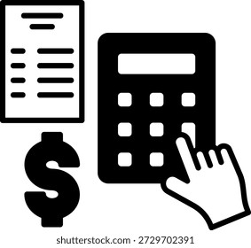 Financial Calculation Icon with Calculator, Dollar Sign