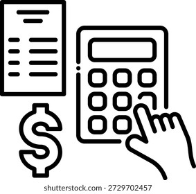 Financial Calculation Icon with Calculator and Dollar Sign