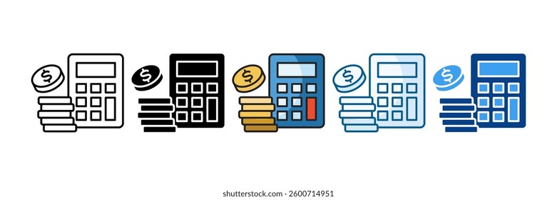 Financial Calculation Icon Set Multiple Style Collection
