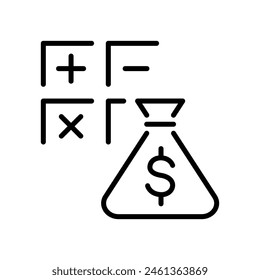 Financial calculation vector line icon