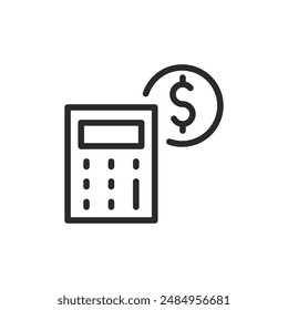 Financial calculations, linear style icon. Represents budgeting and financial analysis. Editable stroke width.