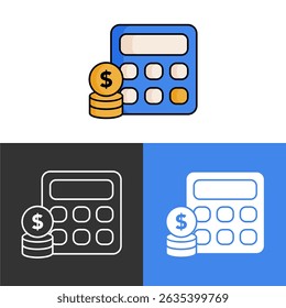 Calculadora financeira com ícone de dólar