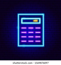 Financial Calculator Neon. Vector Illustration of Business Promotion.