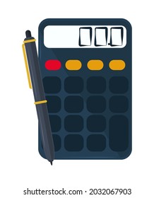 financial calculator and pen icon isolated