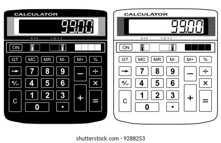 The financial calculator. A vector illustration. It is isolated on a white background.