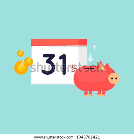 Financial calendar, budget planning. Flat design vector illustration.