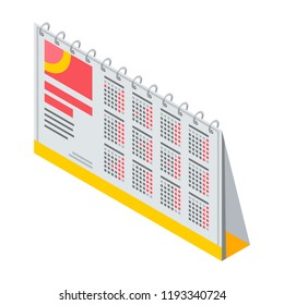 Financial calendar icon. Isometric of financial calendar vector icon for web design isolated on white background