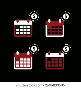 Iconos del calendario financiero establecidos para pagos periódicos