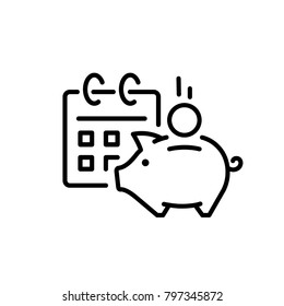 Financial calendar, piggy bank icon vectorvector