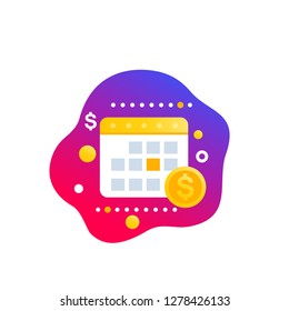 Financial calendar, planning vector icon