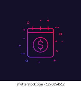 Financial calendar vector icon, linear