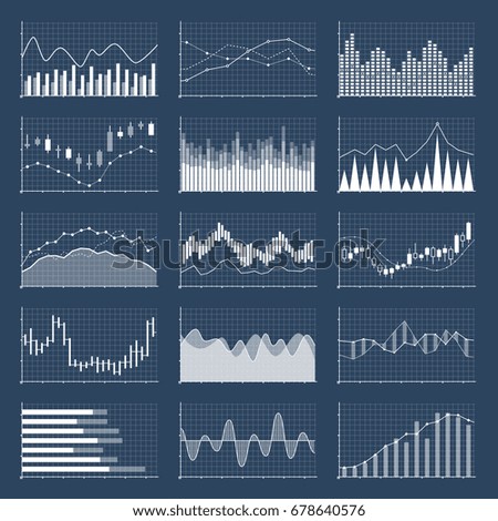 Financial candle stick graphs. Currency business and market charts vector set. Finance investment growth diagram information illustration