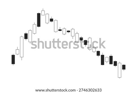 Financial candlestick chart 2D line object. Volatile market trend. Trading graph. Data visualization. Stock analysis isolated clipart vector ink outline item. Monochrome spot illustration