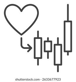 Gráfico financiero del candelero y Vector del corazón concepto de icono lineal o símbolo