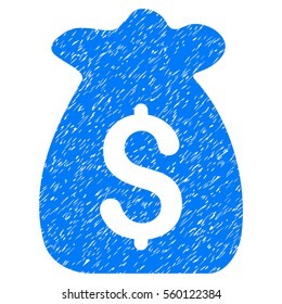 Financial Capital grainy textured icon for overlay watermark stamps. Flat symbol with dirty texture. Dotted vector blue ink rubber seal stamp with grunge design on a white background.