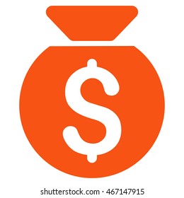 Financial Capital icon. Vector style is flat iconic symbol with rounded angles, orange color, white background.