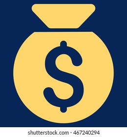 Financial Capital icon. Vector style is flat iconic symbol with rounded angles, yellow color, blue background.
