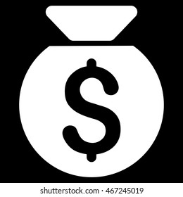Financial Capital icon. Vector style is flat iconic symbol with rounded angles, white color, black background.