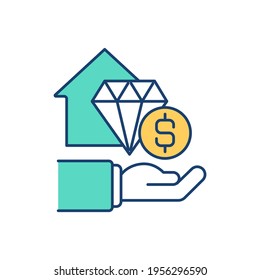 Financial Capital RGB Color Icon. Real Estate Equity. Investment Fund. Cash, Liquid Assets. Building Wealth. Equity Capital. Intellectual Property. Cash Reserves. Isolated Vector Illustration