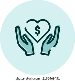 Financial car charity, illustration, vector on a white background.